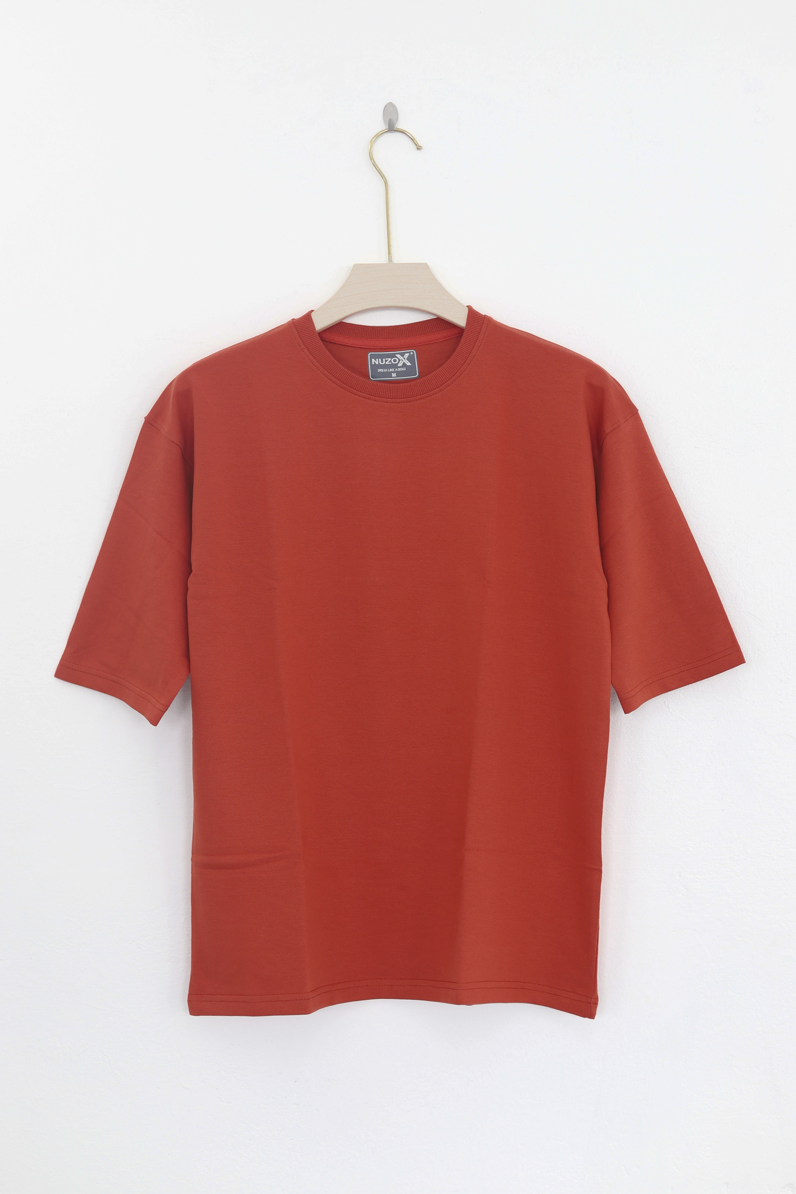 Cotton Highsleeve Plain T-Shirt (Rust )